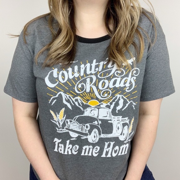 Country Roads Take Me Home Graphic Tee S L Gray - Picture 2 of 8
